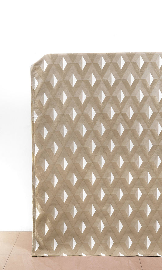 Geometric Window Curtains (Brown/ White)