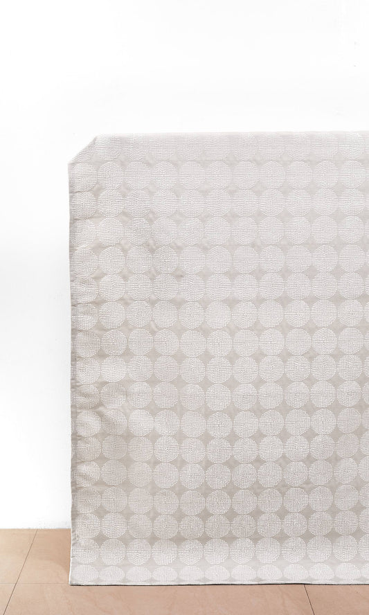 Geometric Embroidered Drapes (White/ Gray)