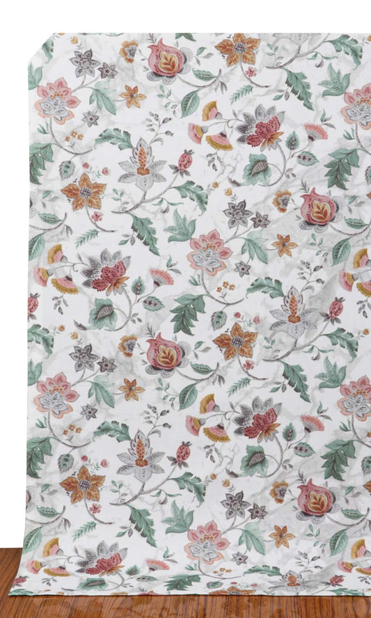 Floral Cotton Home Decor Fabric Sample (Red/ Pink/ Green)