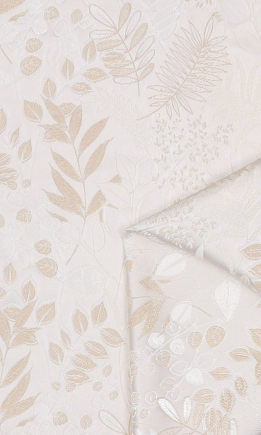 Botanical Home Décor Fabric By the Yard (White/ Ivory)