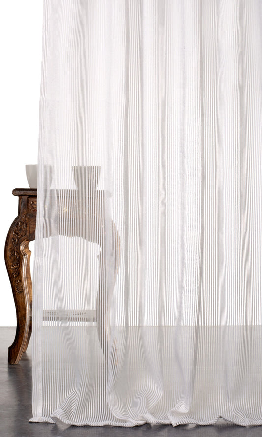 Striped Sheer Drapery (White)