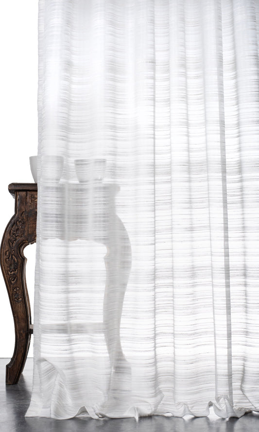 Striped Sheer Home Decor Fabric Sample (White)
