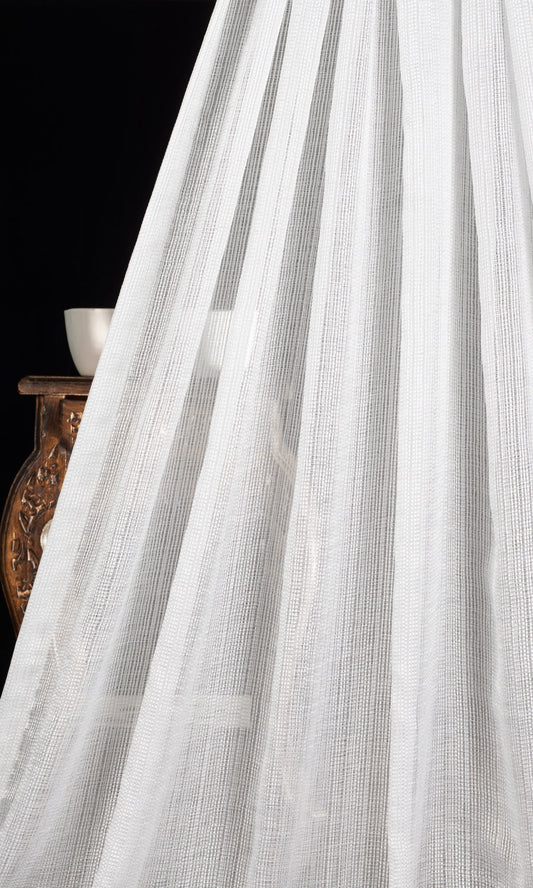 Textured Striped Sheer Home Decor Fabric Sample (White)