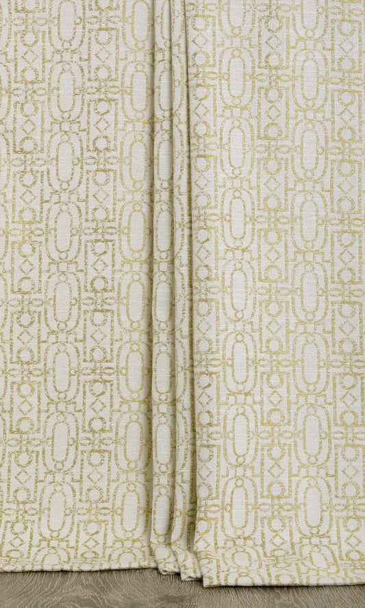 Trellis Poly-Cotton Home Decor Fabric Sample (Off White/ Green)
