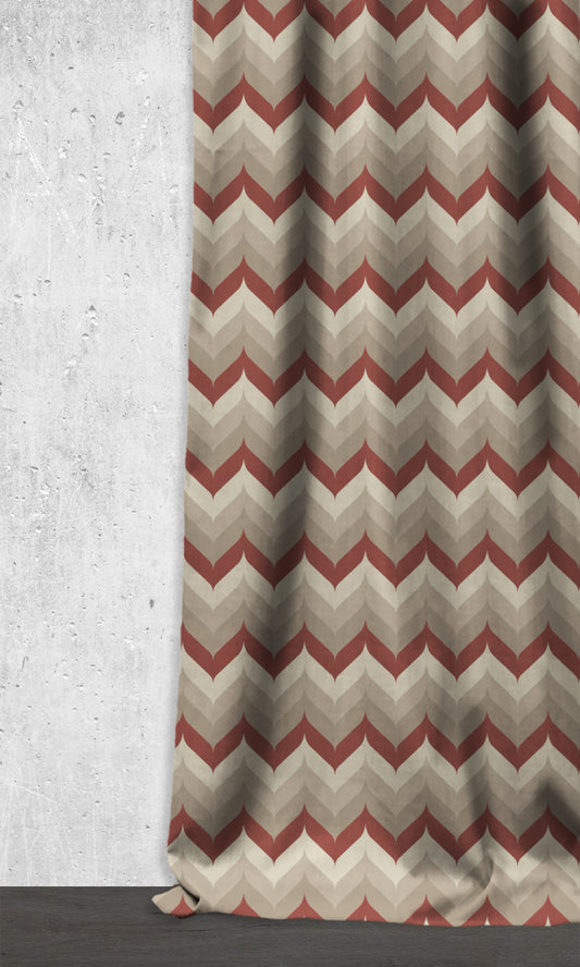 Dimout Home Decor Fabric Sample (Red/ Beige/ Pale Grey)