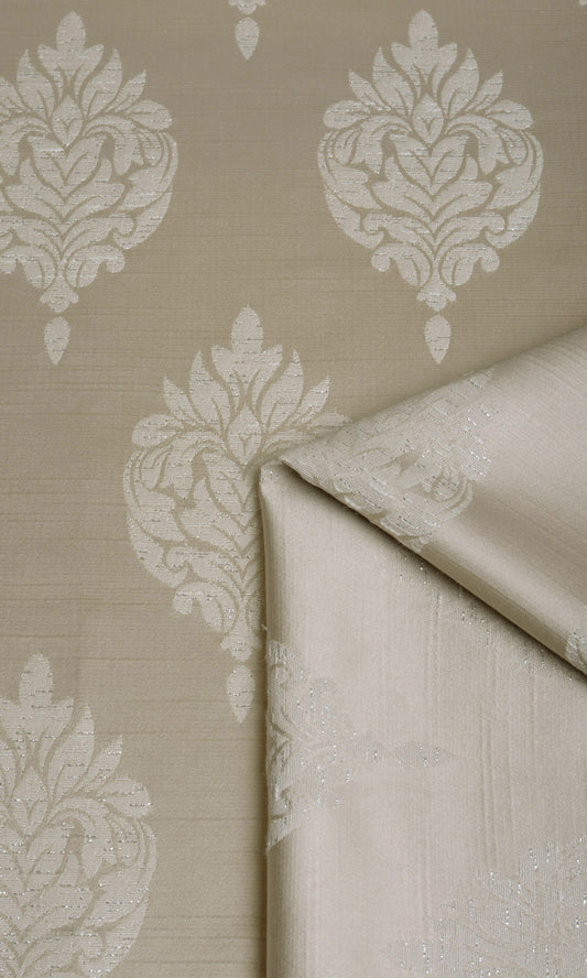 Damask Embossed Window Curtains (Brown/ Beige)