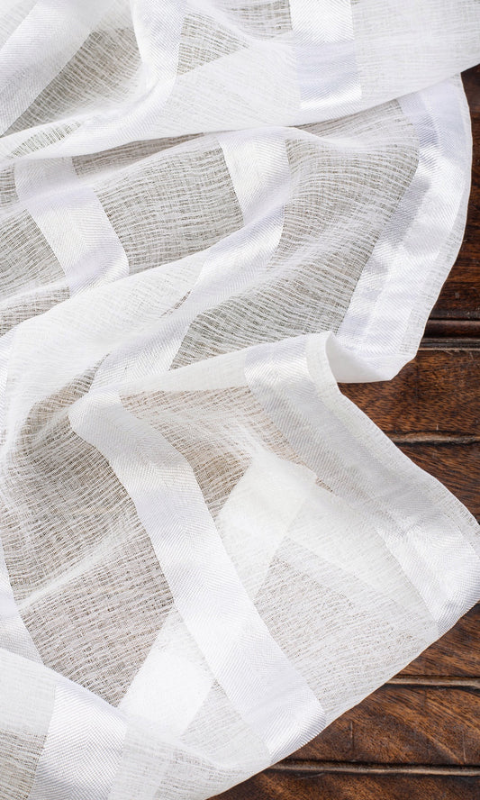 Striped Sheer Home Decor Fabric By the Yard (White)