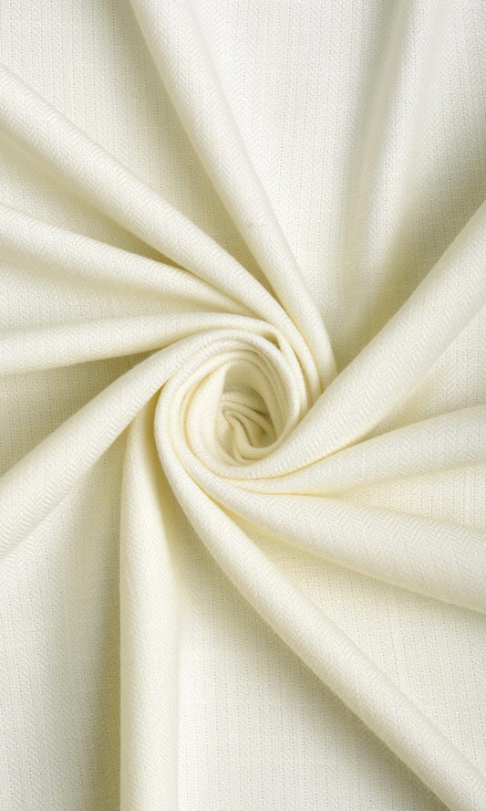 Herringbone Textured Drapery (White/ Cream)
